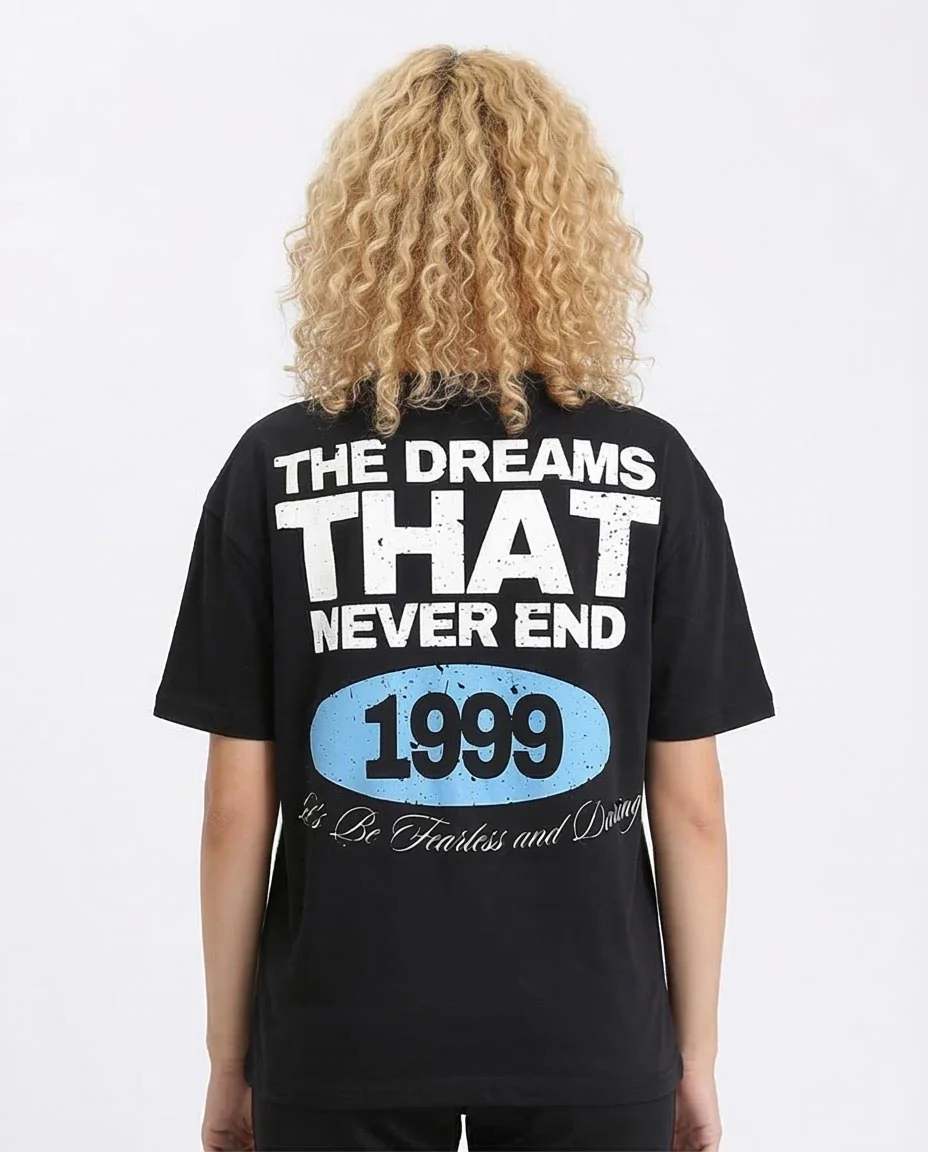 Ravin "1999" Fearless & Daring Oversized Graphic T-Shirt - Black - R210560 - Image 2