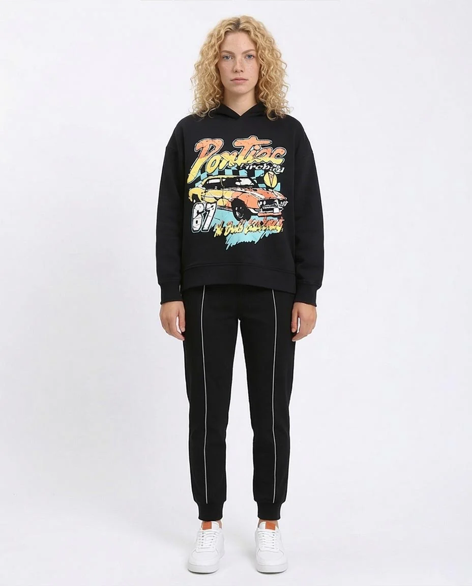 Ravin '67 Pontiac Firebird Graphic Oversized Hoodie – Black - R212044 - Image 4