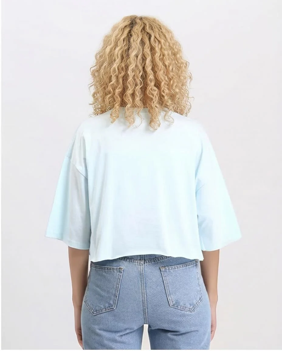 Ravin '90s Vibe Light Blue Crop T-Shirt - Aqua - R209243 - Image 2