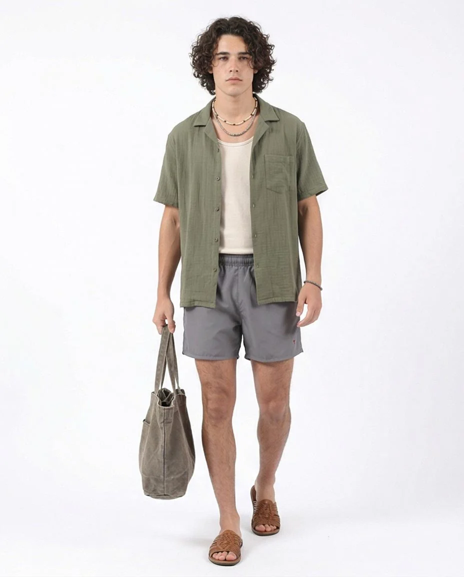 Ravin Men's Signature Bull Embroidered Swim Shorts – Charcoal Grey - 95675 - Image 3