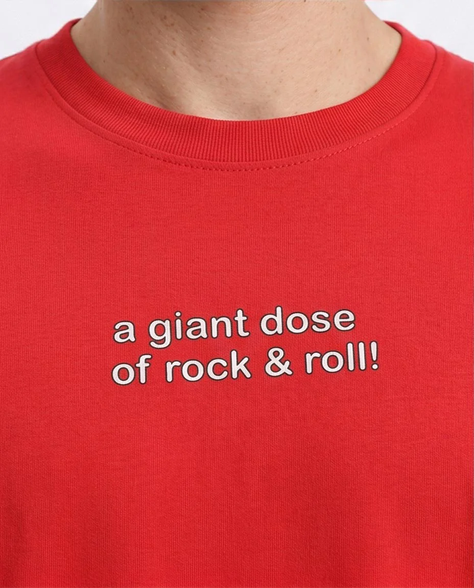 RAVIN | "A Giant Dose of Rock & Roll" Oversized AC/DC Graphic T-Shirt - Red - R205817 - Image 3