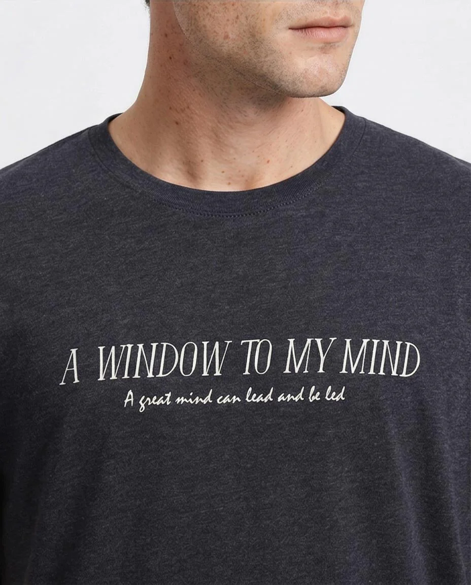 Ravin | "A Window To My Mind" Heather Jersey Graphic Tee - Heather Charcoal - R208584 - Image 3