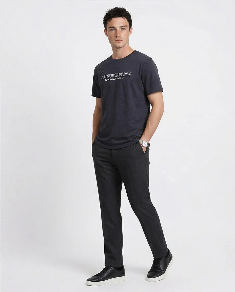 Ravin | "A Window To My Mind" Heather Jersey Graphic Tee - Heather Charcoal - R208584 - Image 4