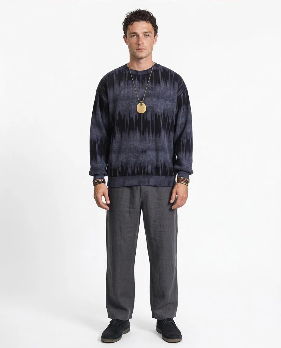 Ravin Abstract Ikat-Pattern Ribbed Knit Sweatshirt - R214929 - Image 3