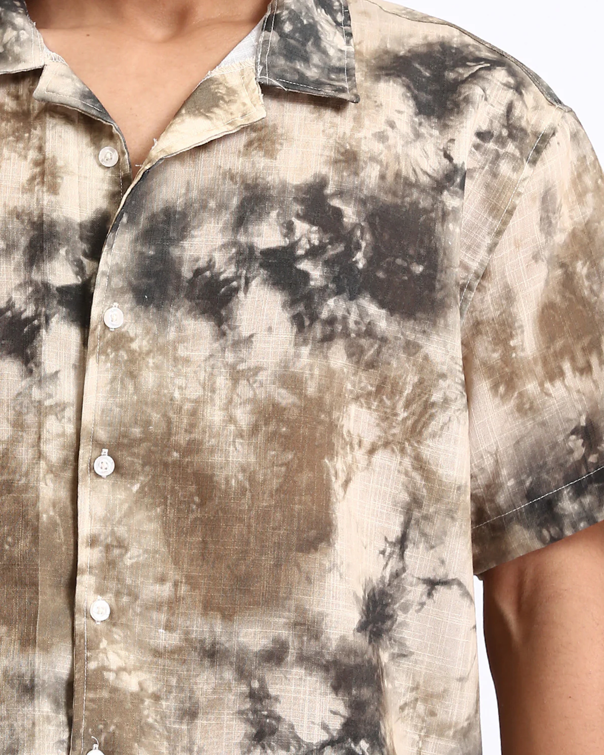Ravin Abstract Marble Tie-Dye Camp Collar Shirt - Black & Brown - R204713 - Image 4