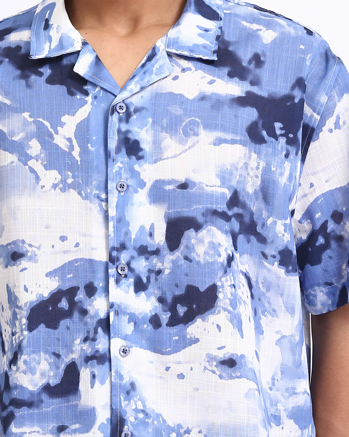 Ravin Abstract Watercolor Resort Shirt in Blue & White - R204704 - Image 4