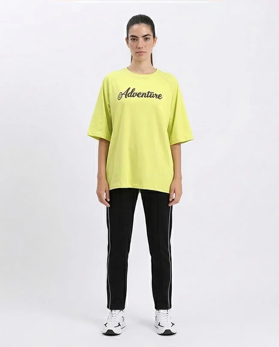 R210326 - "Adventure" Printed Summer Tee - Yellow Green - Image 3