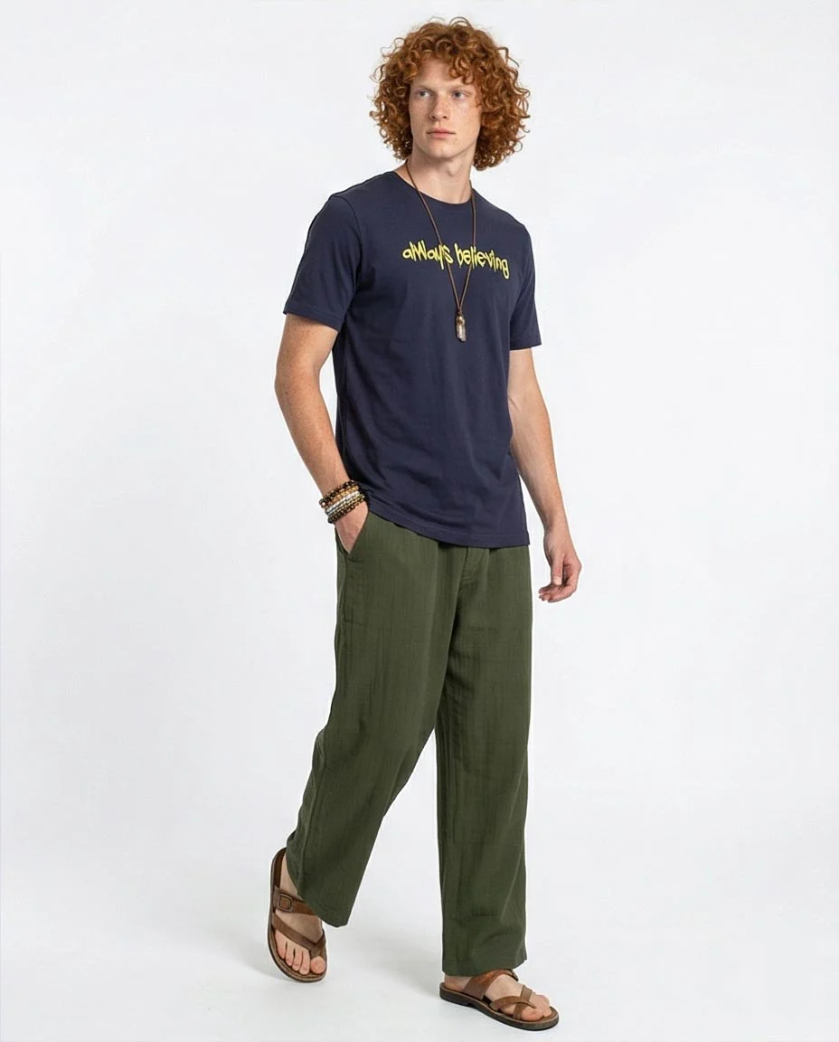 Ravin "Always Believing" Artistic Graphic Tee – Dark Navy - o203087 - Image 4