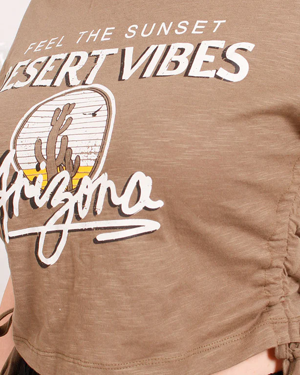 Arizona Desert Vibes Ruched Side Graphic Crop Tee - O182844 - Image 4