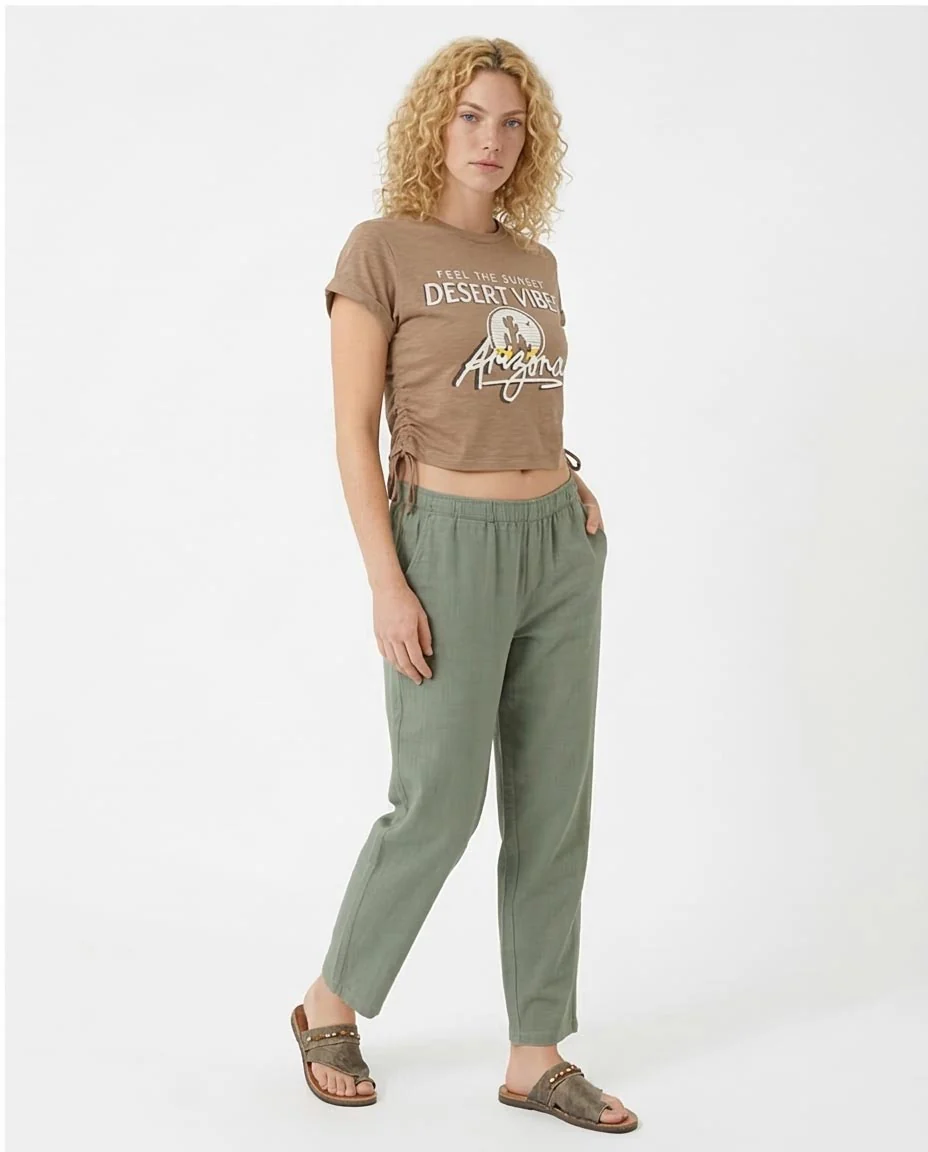 Arizona Desert Vibes Ruched Side Graphic Crop Tee - O182844 - Image 5