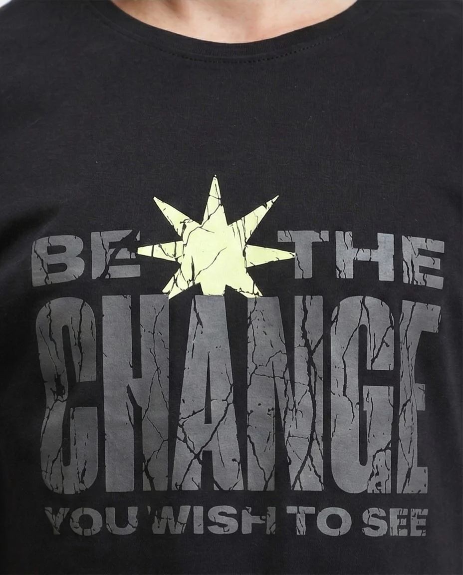 Ravin "Be The Change" Distressed Graphic Tee – Street Style Black - R209365 - Image 3
