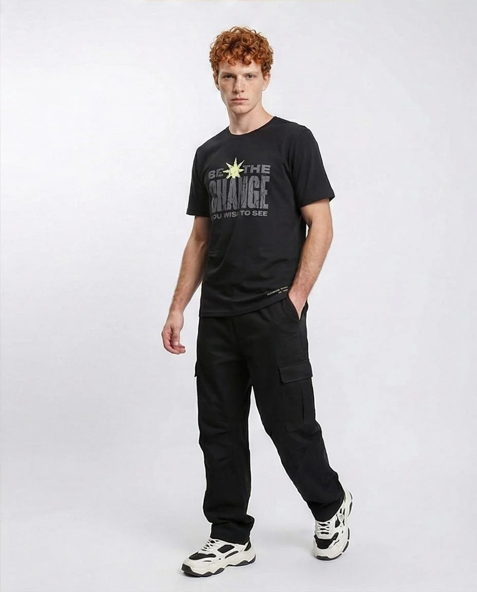 Ravin "Be The Change" Distressed Graphic Tee – Street Style Black - R209365 - Image 4