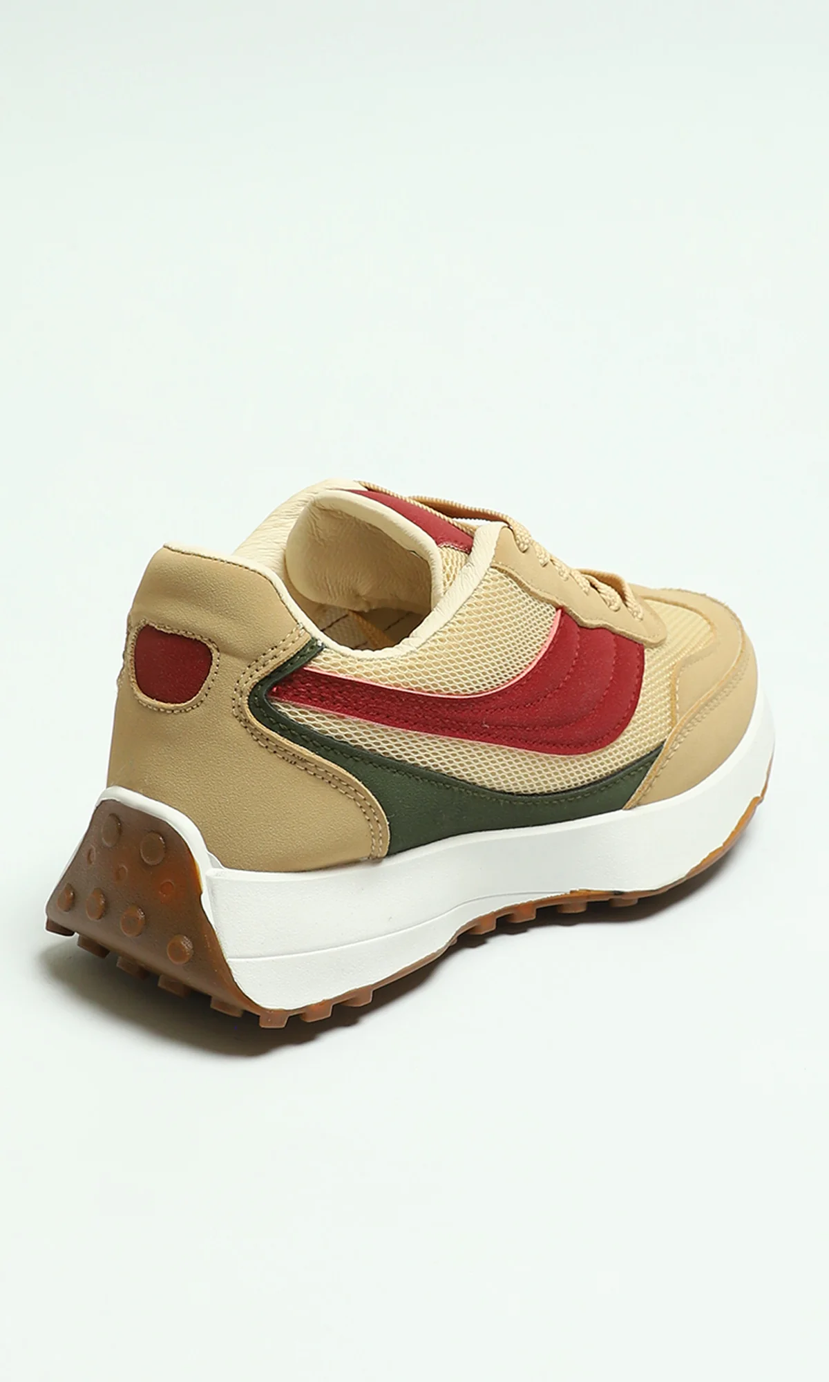 Beige and Red Multicolored Panel Women Sneakers - Image 3
