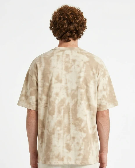 Beige Oversized Tie-Dye Relaxed Tee - R217585 - Image 2