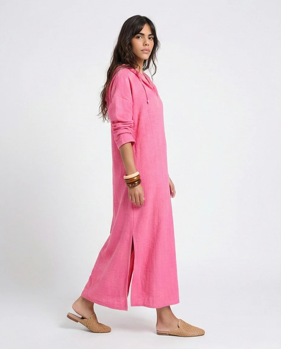 R207234- Belted Linen Shirt - Blue - Image 3