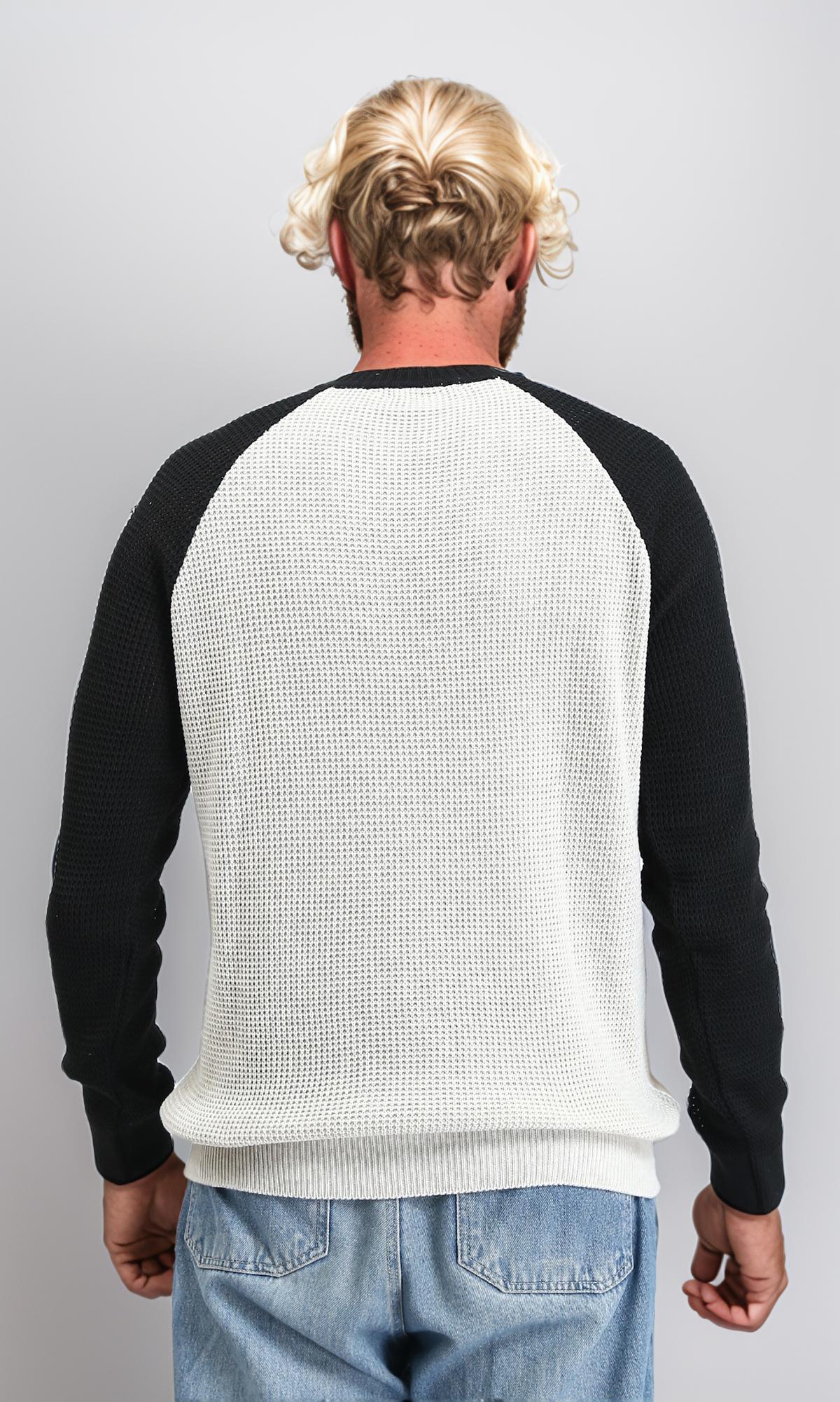 R212608 - Bi-Tone Self Pattern Pullover - Black & White - Image 2