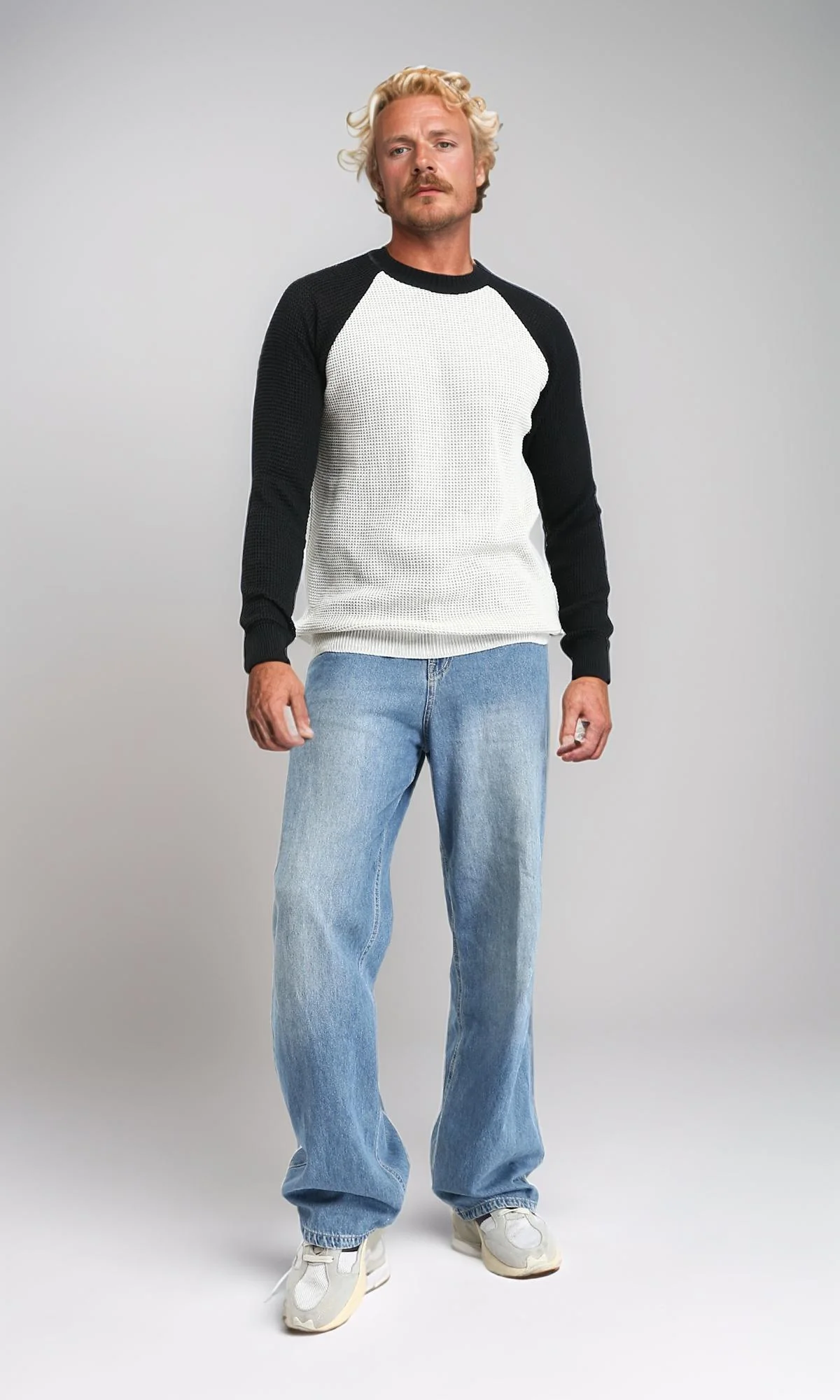 R212608 - Bi-Tone Self Pattern Pullover - Black & White - Image 4