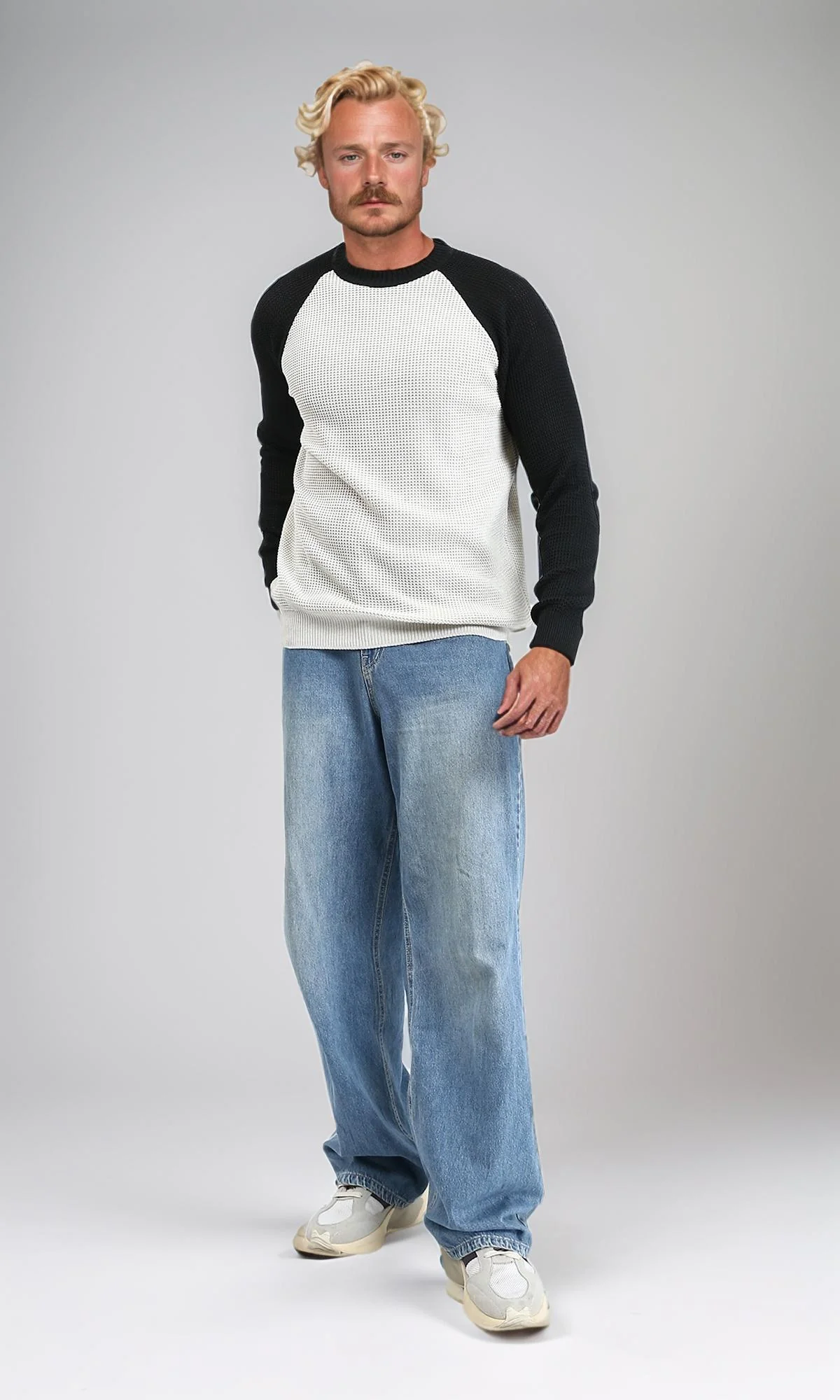 R212608 - Bi-Tone Self Pattern Pullover - Black & White - Image 5