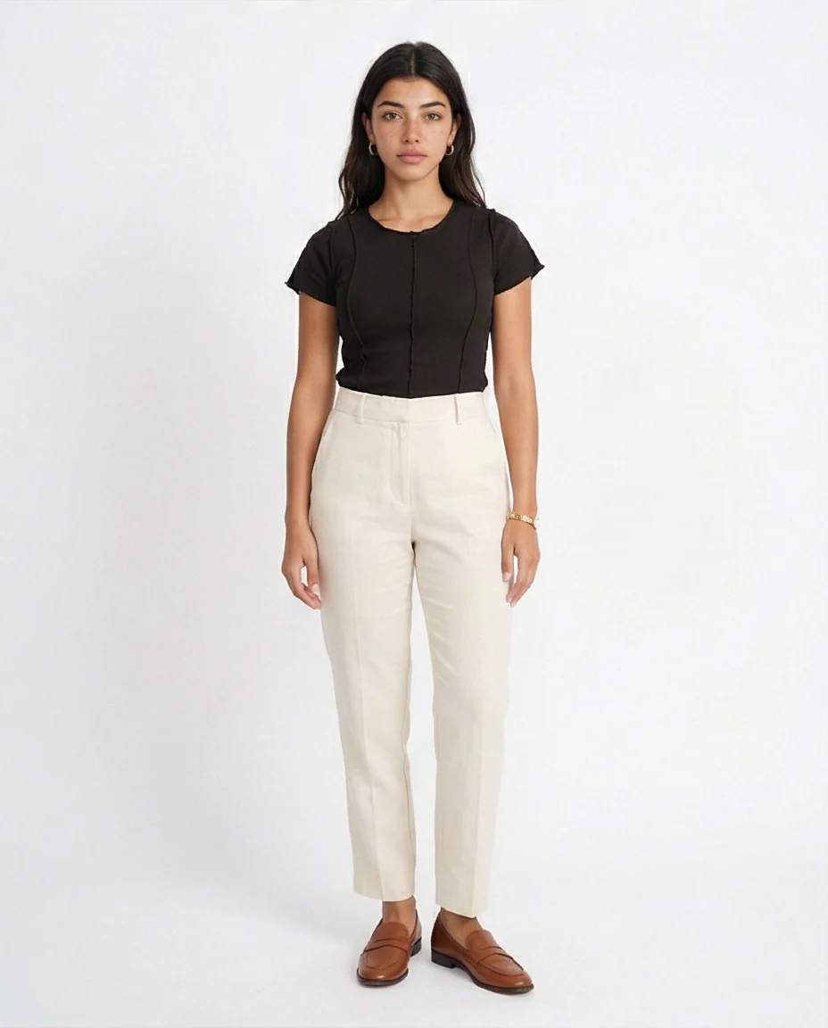 Black Architectural Seam Detail Short Sleeve T-Shirt - Image 3
