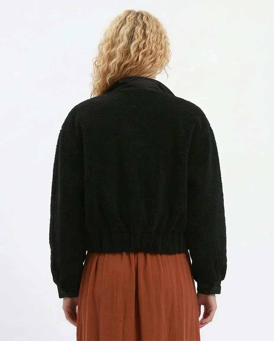 Black Borg Fleece Utility Cropped Jacket - O175364 - Image 2