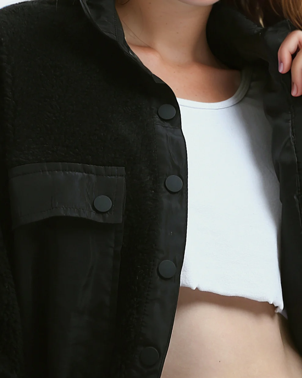 Black Borg Fleece Utility Cropped Jacket - O175364 - Image 4