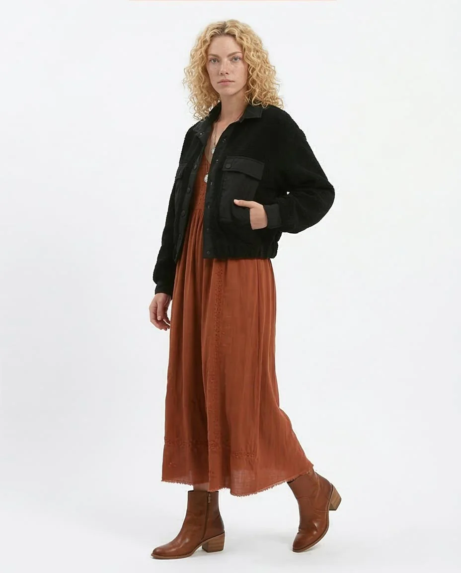 Black Borg Fleece Utility Cropped Jacket - O175364 - Image 5