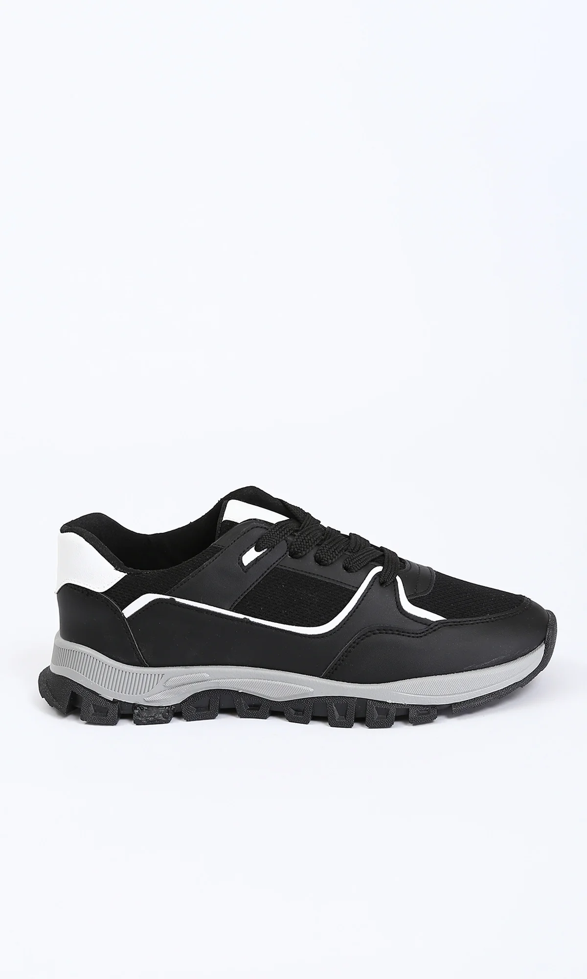 Black Contrasting Panel Lace-Up Sneakers - Image 2