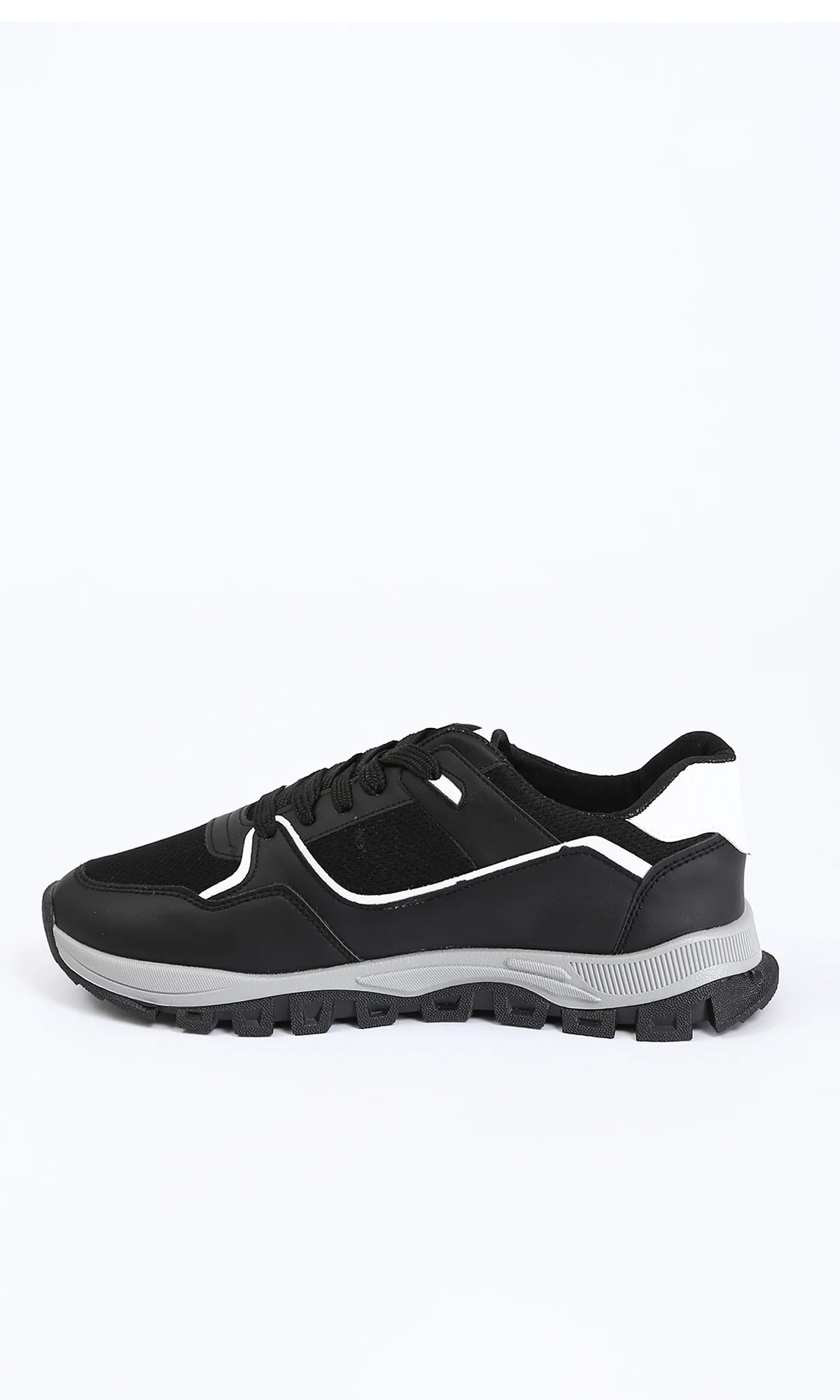 Black Contrasting Panel Lace-Up Sneakers - Image 3