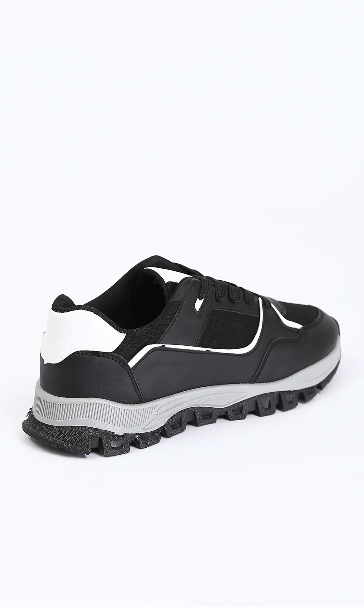 Black Contrasting Panel Lace-Up Sneakers - Image 4
