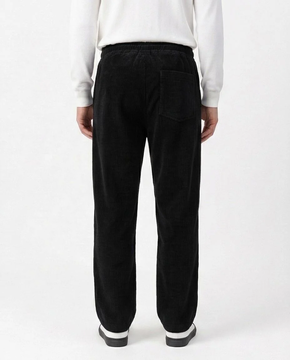 Black Corduroy Elasticated Waist Trousers - R216920 - Image 2