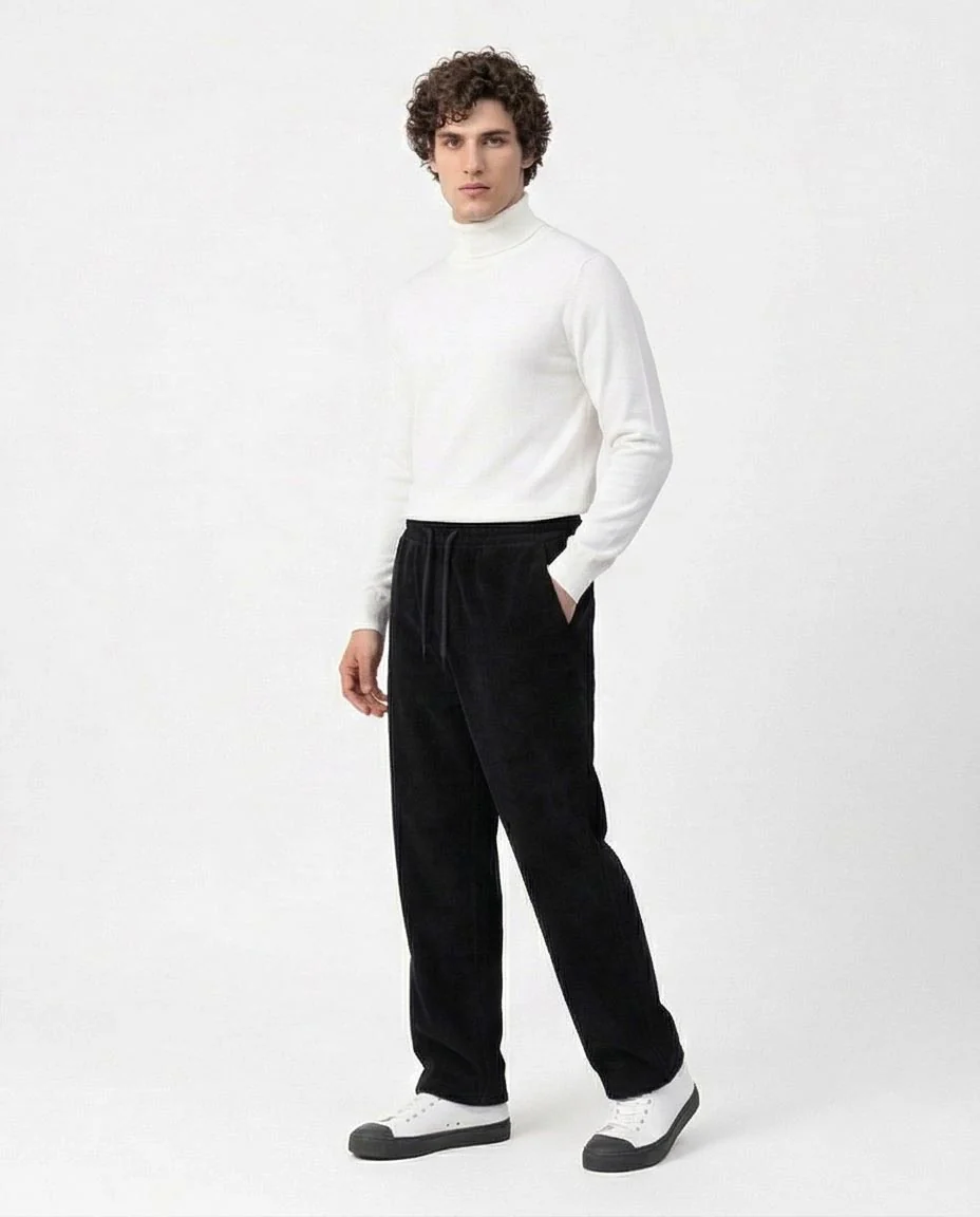 Black Corduroy Elasticated Waist Trousers - R216920 - Image 4