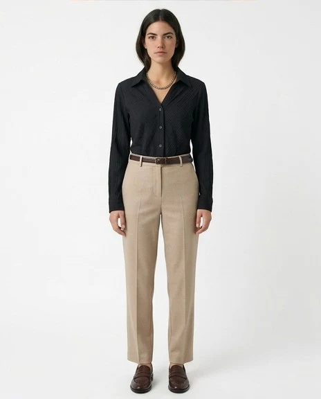 Black Textured Slim Fit Button-Up Shirt - R217303 - Image 3