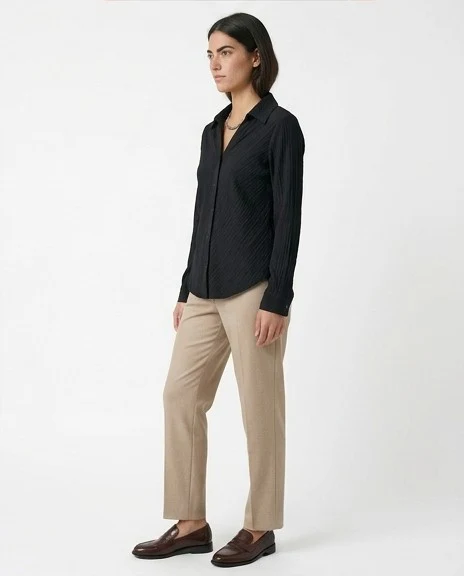Black Textured Slim Fit Button-Up Shirt - R217303 - Image 4