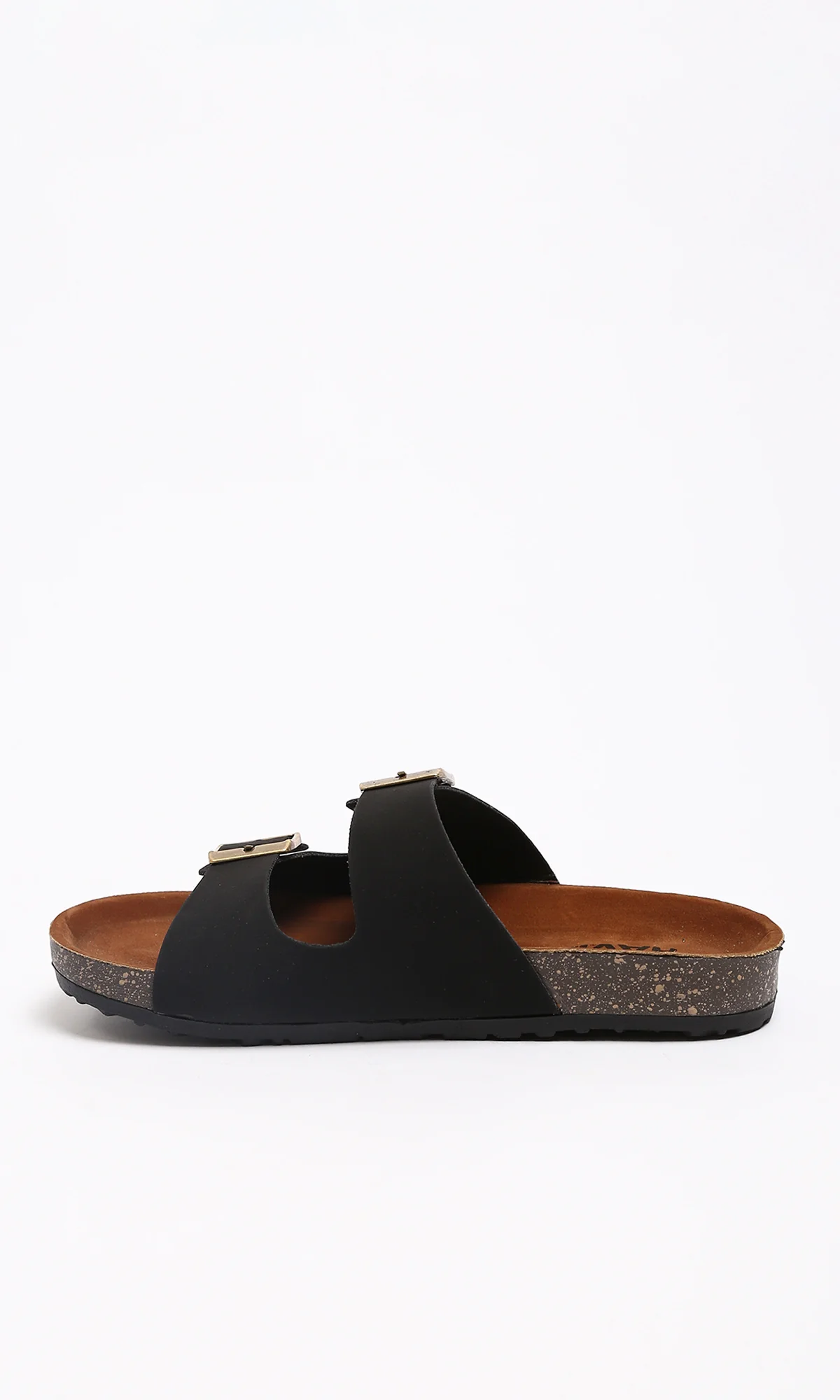 Black Double-Strap Cork Footbed Sandals - Image 3