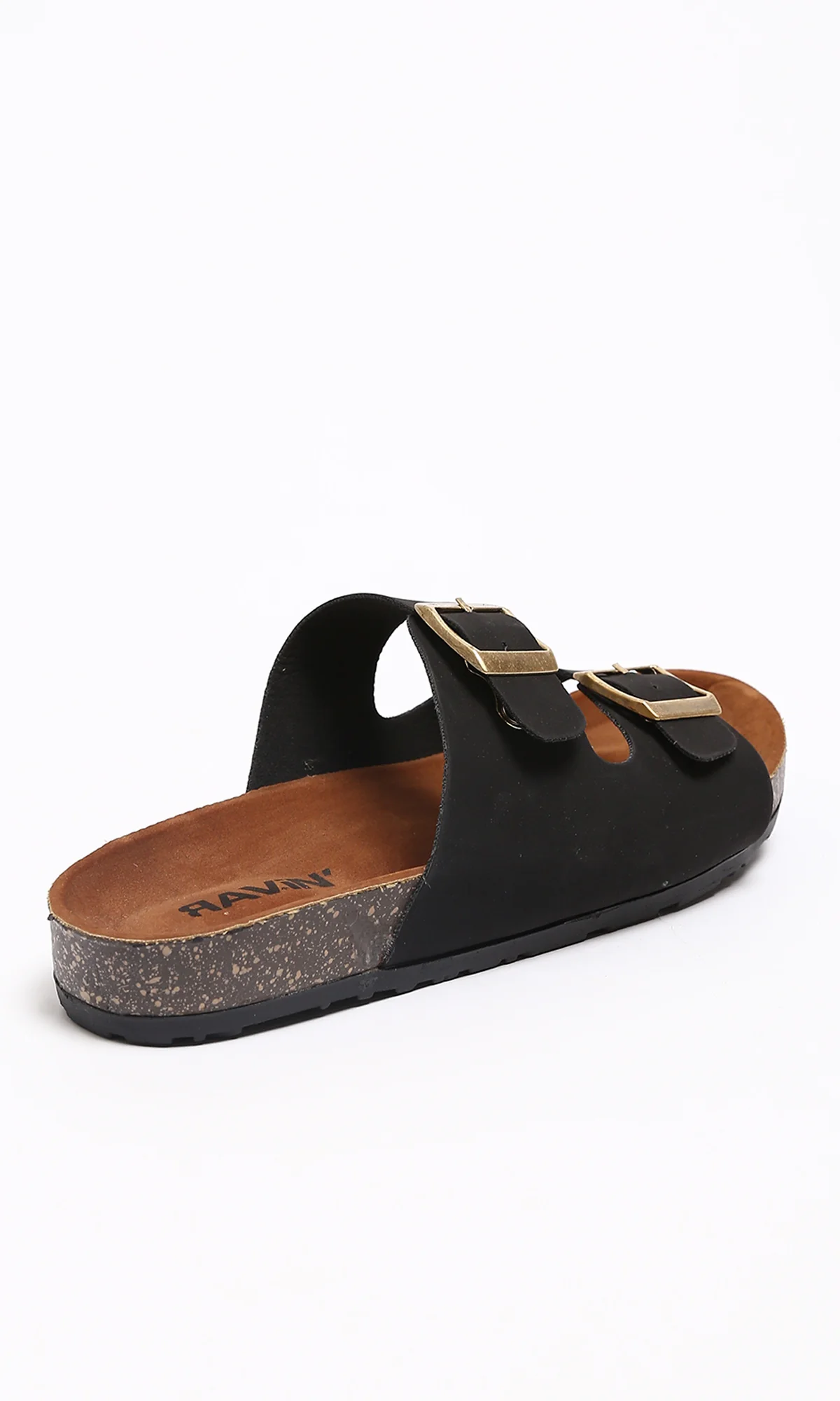 Black Double-Strap Cork Footbed Sandals - Image 4
