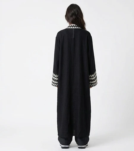 Black Embroidered Longline Open Front Cardigan - R217622 - Image 2