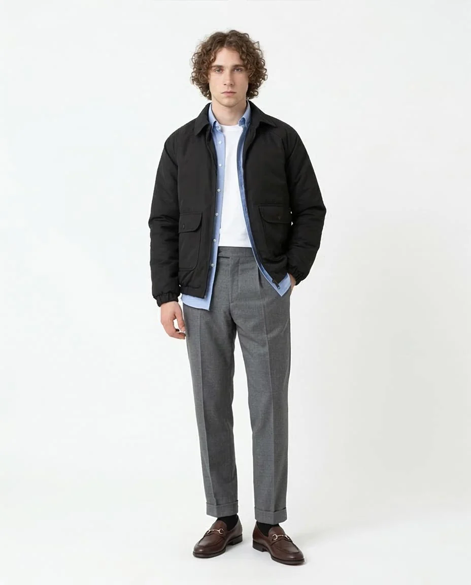 Black Minimalist Padded Harrington Jacket - O175496 - Image 3