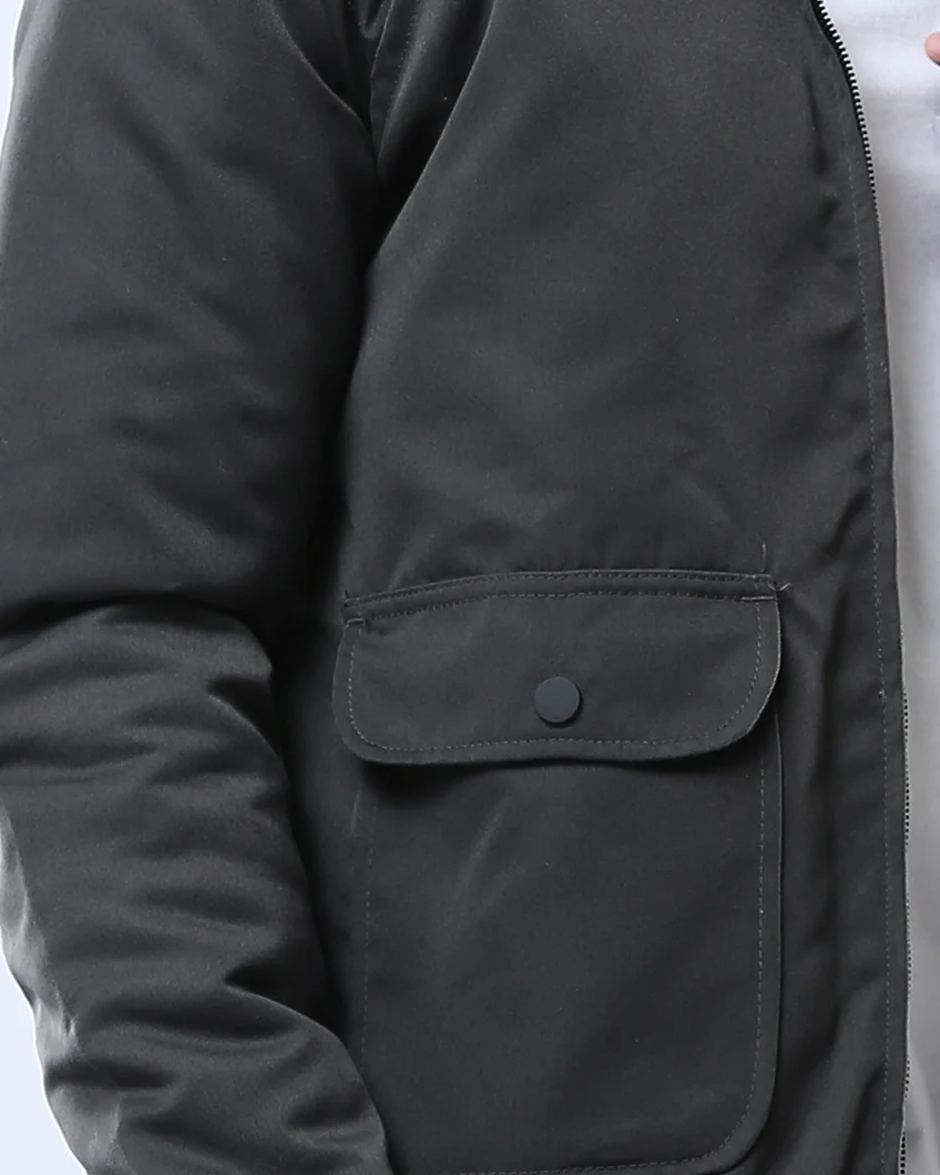 Black Minimalist Padded Harrington Jacket - O175496 - Image 4