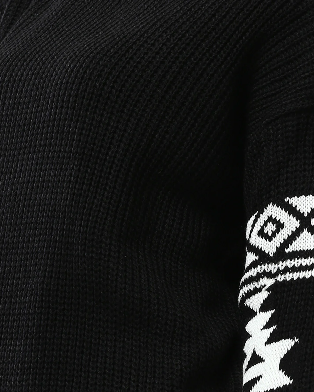 Black Mock Neck Knit Pullover with Intarsia Sleeve Detail - O201330 - Image 4