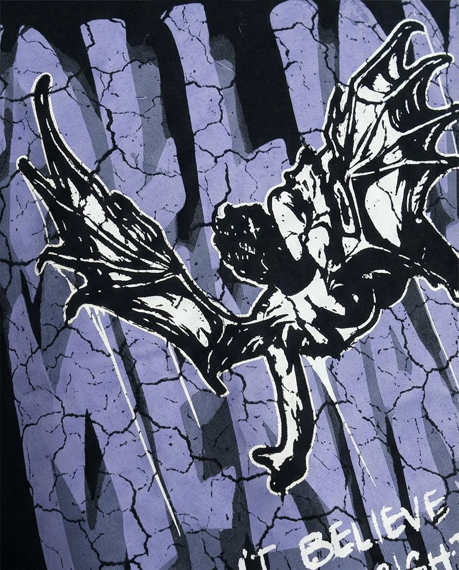 Black Oversized Graphic Streetwear Tee - O198306 - Image 3