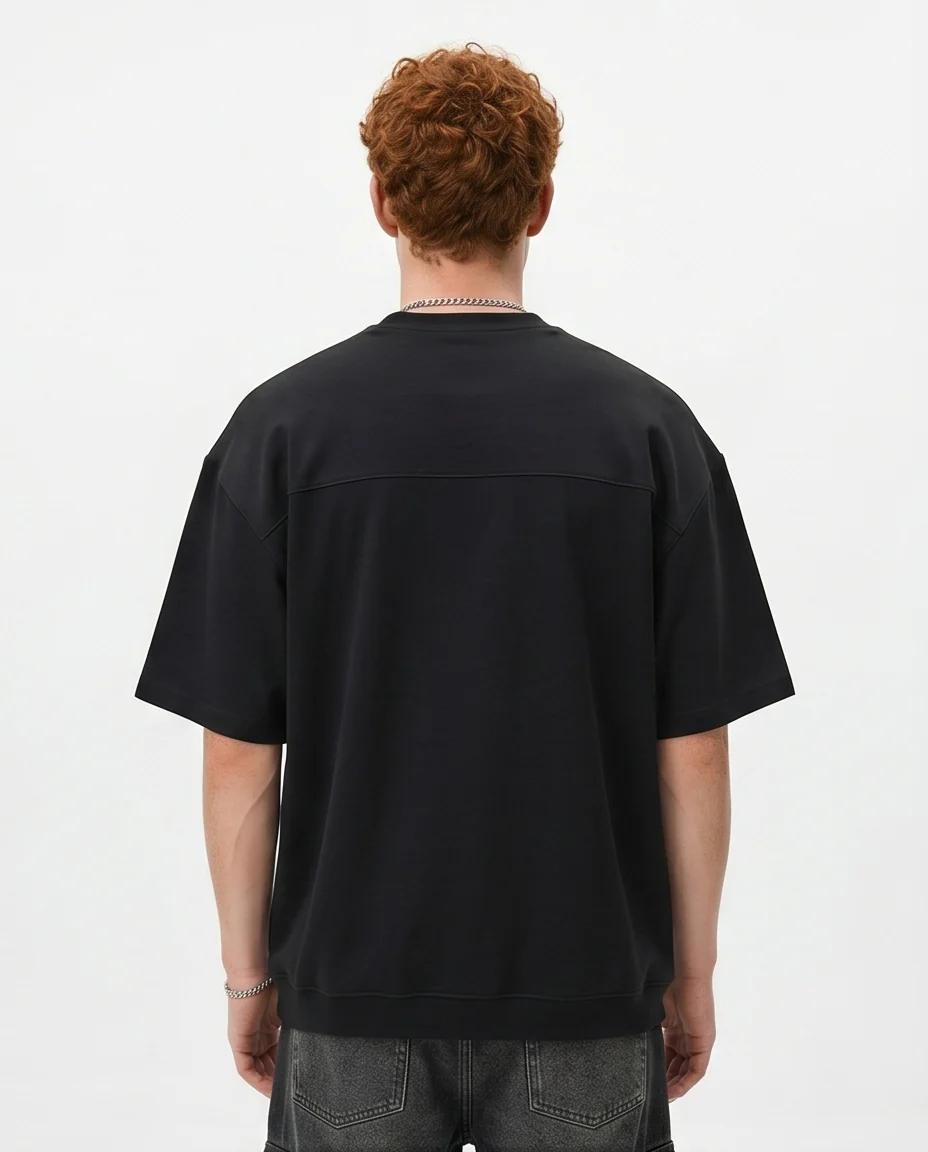 Black Oversized Structured Relaxed Fit Tee - R217415 - Image 2