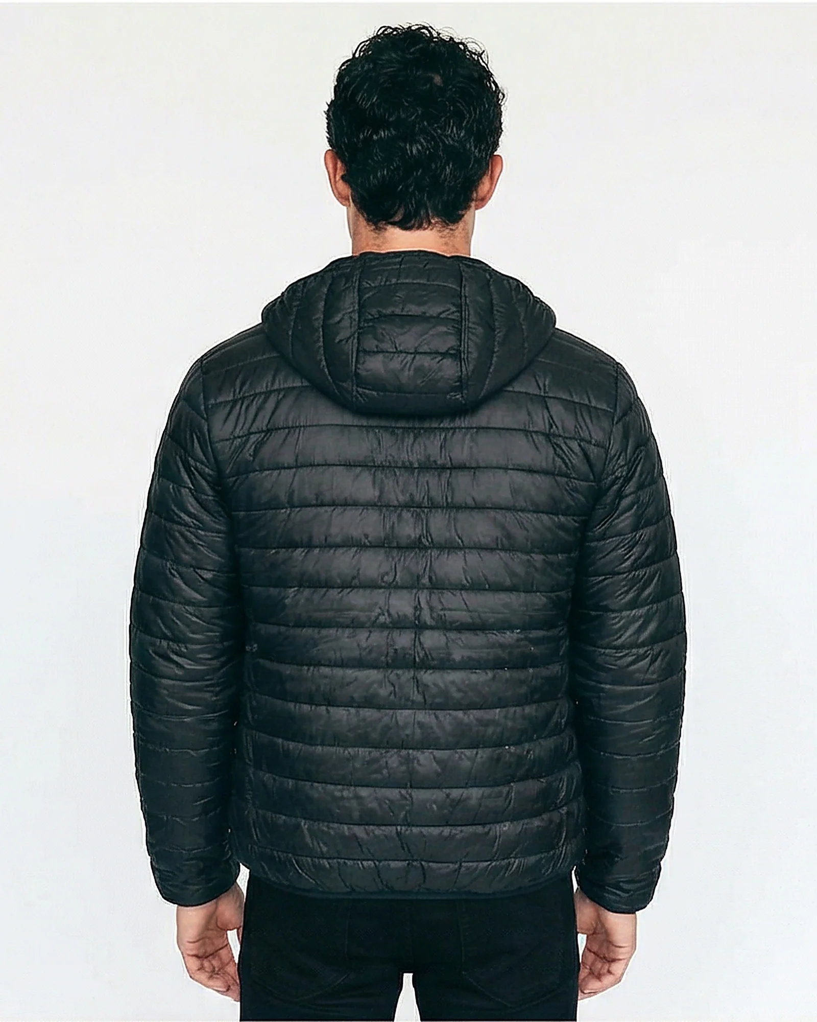 Black Quilted Hooded Puffer Jacket - Image 2