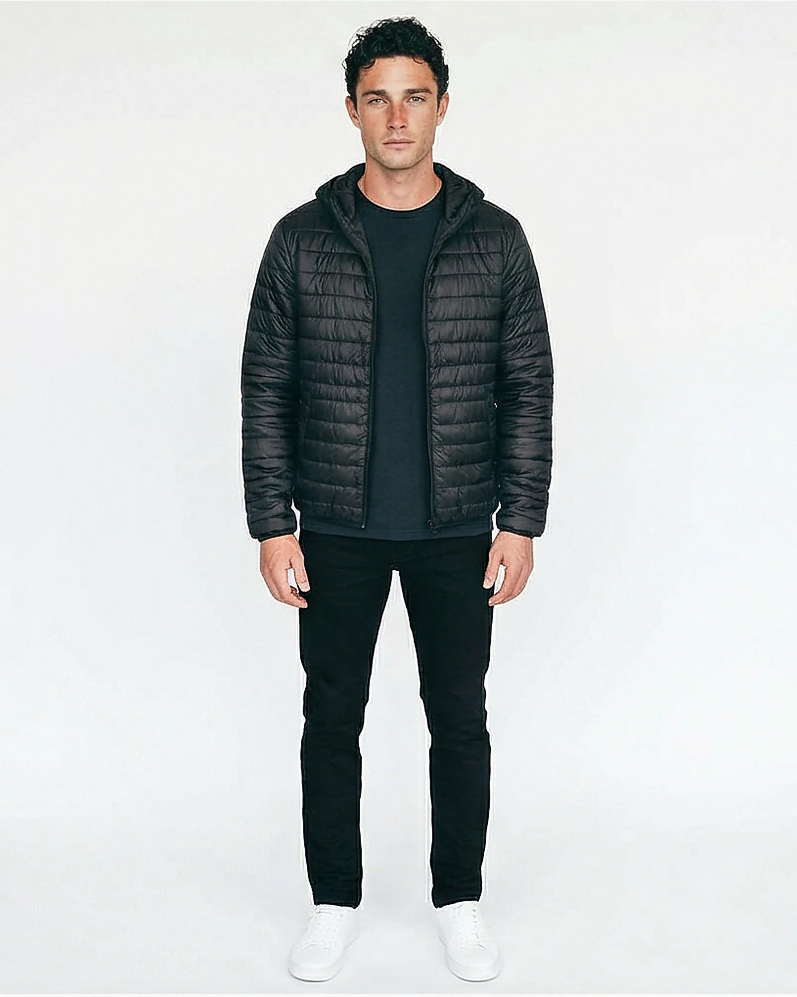 Black Quilted Hooded Puffer Jacket - Image 3