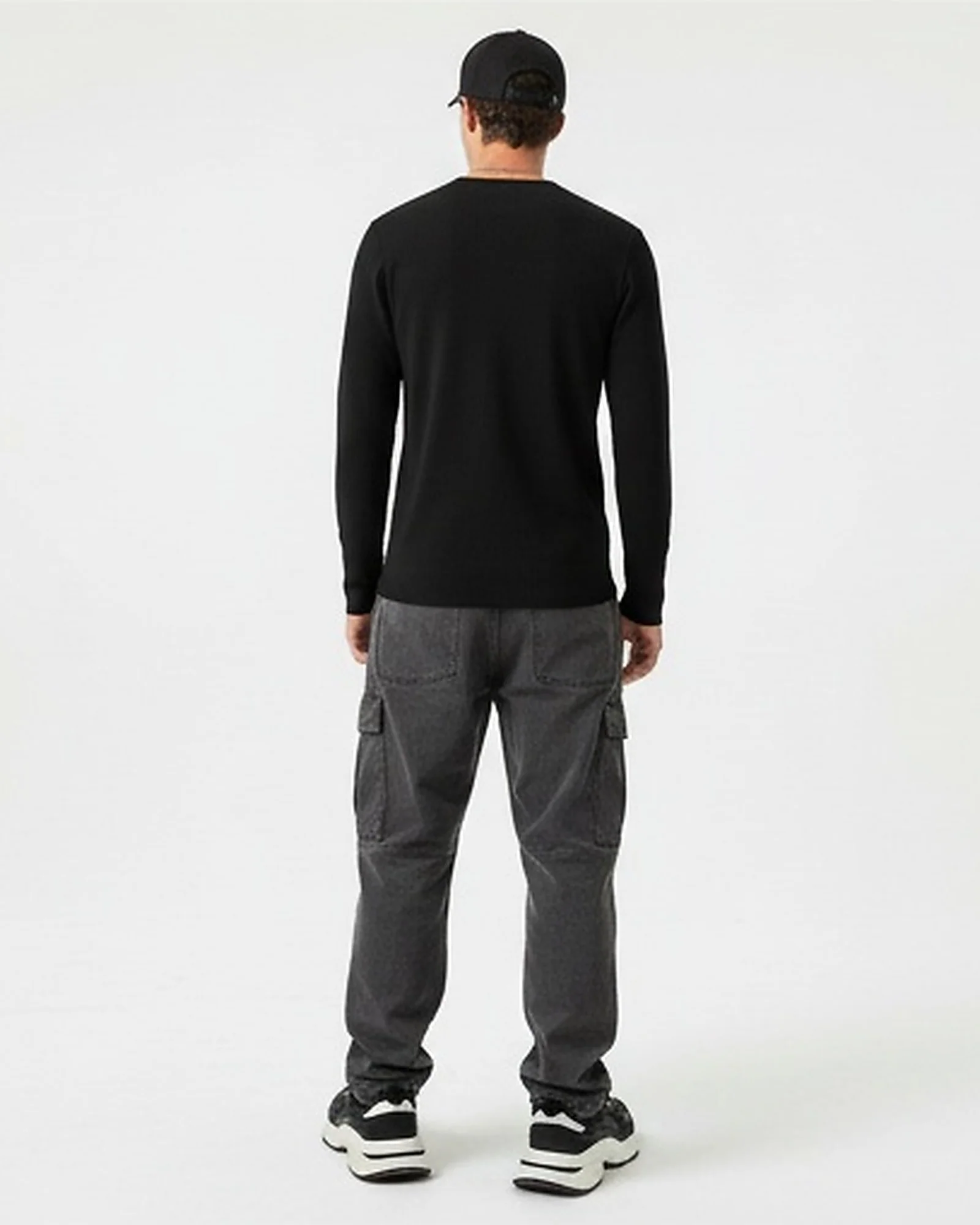 Black Textured Ribbed Long Sleeve T-Shirt - Image 4