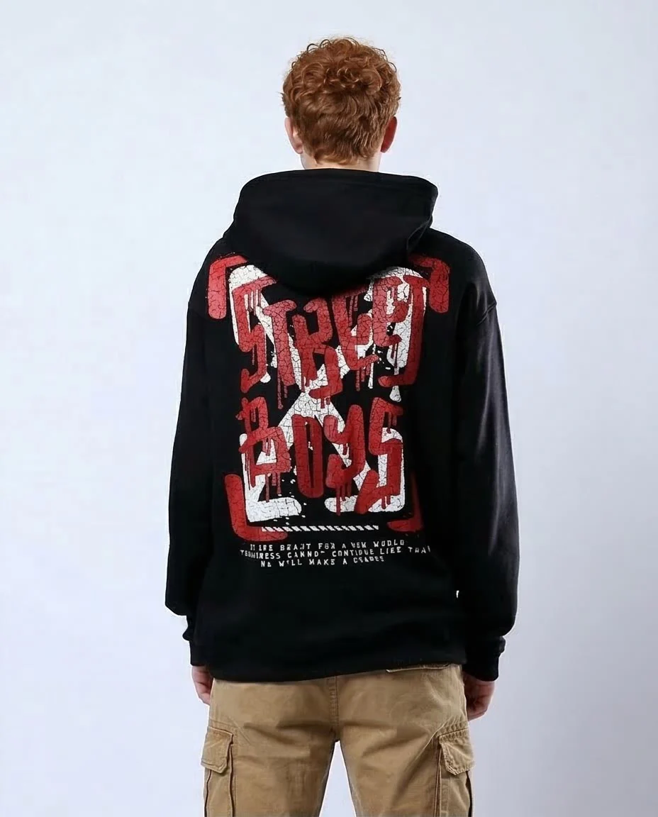 Black Street Fashion Graphic Back Hoodie - O178923 - Image 2