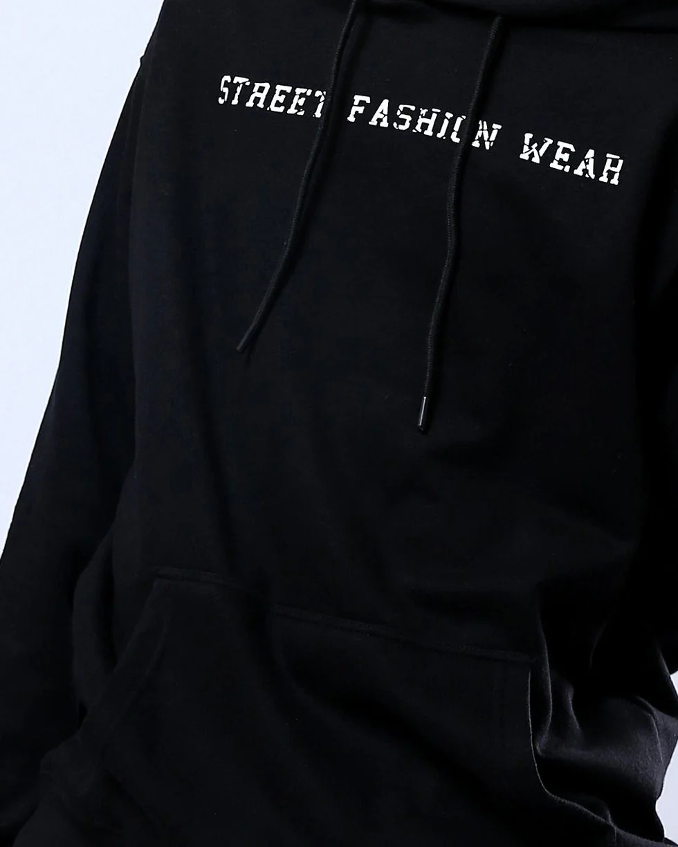 Black Street Fashion Graphic Back Hoodie - O178923 - Image 4