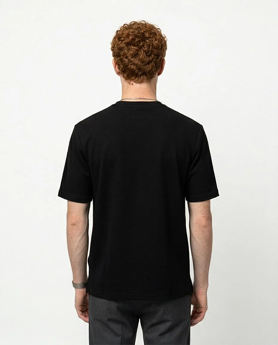 Black Textured Short Sleeve Urban Tee - R217154 - Image 2
