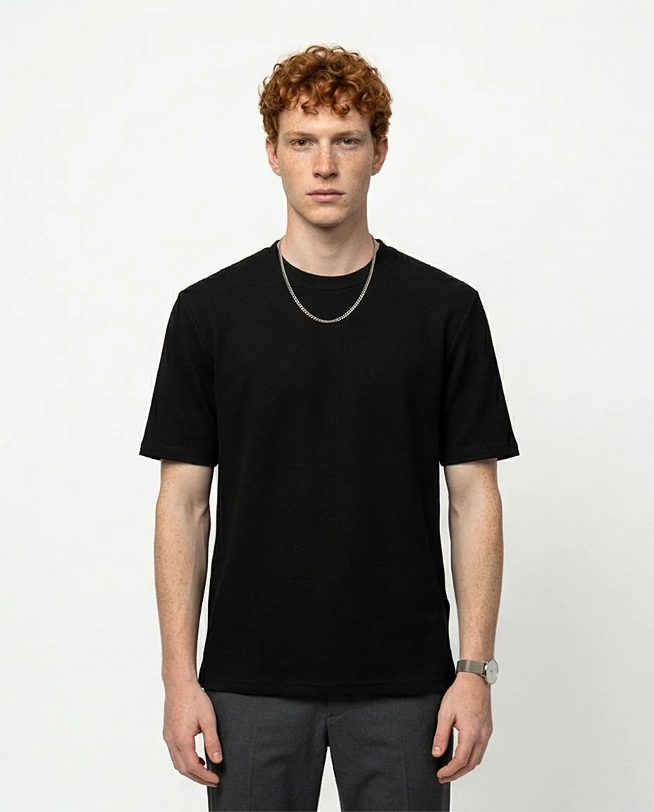 Black Textured Short Sleeve Urban Tee - R217154 - Image 5