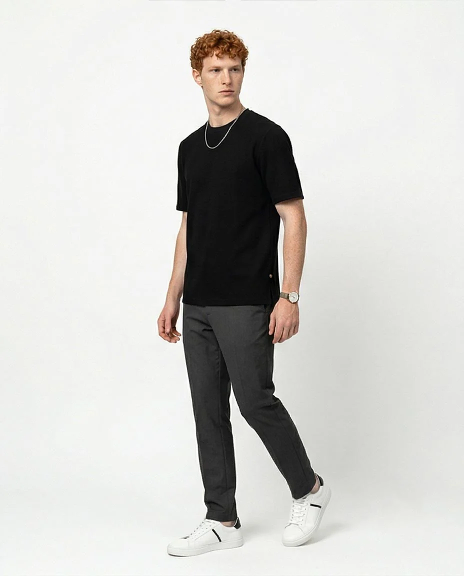 Black Textured Short Sleeve Urban Tee - R217154 - Image 8