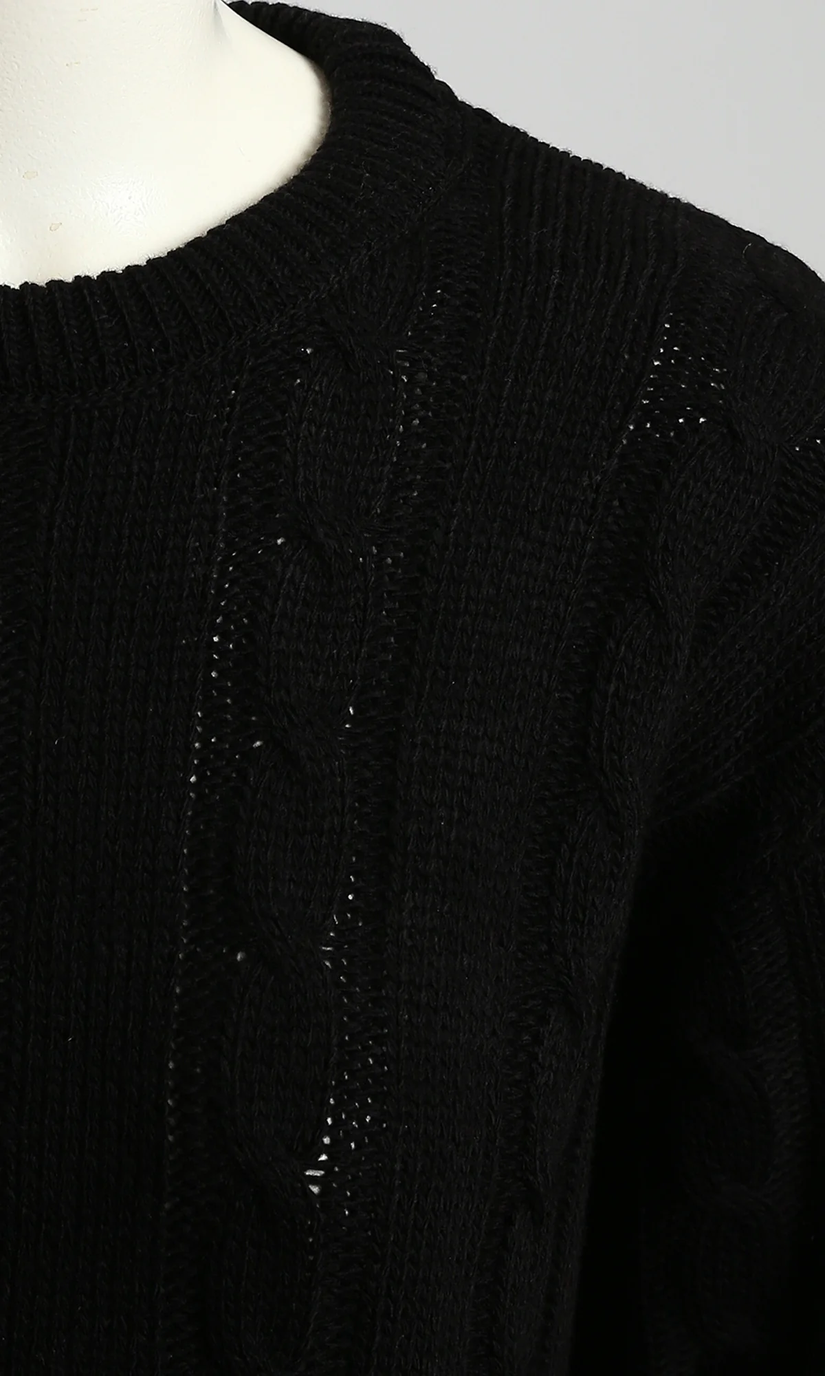 Black Vertical Cable Knit Pullover Sweater Dress - Image 3